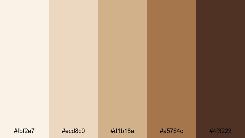cozy latte foam gold beige color palette with hex codes