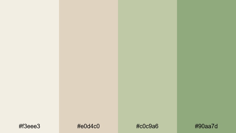 cozy linen studio beige green color palette with hex codes