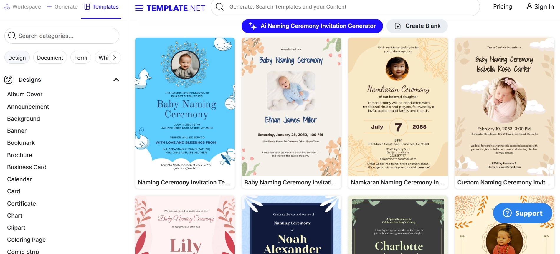 template net naming ceremony