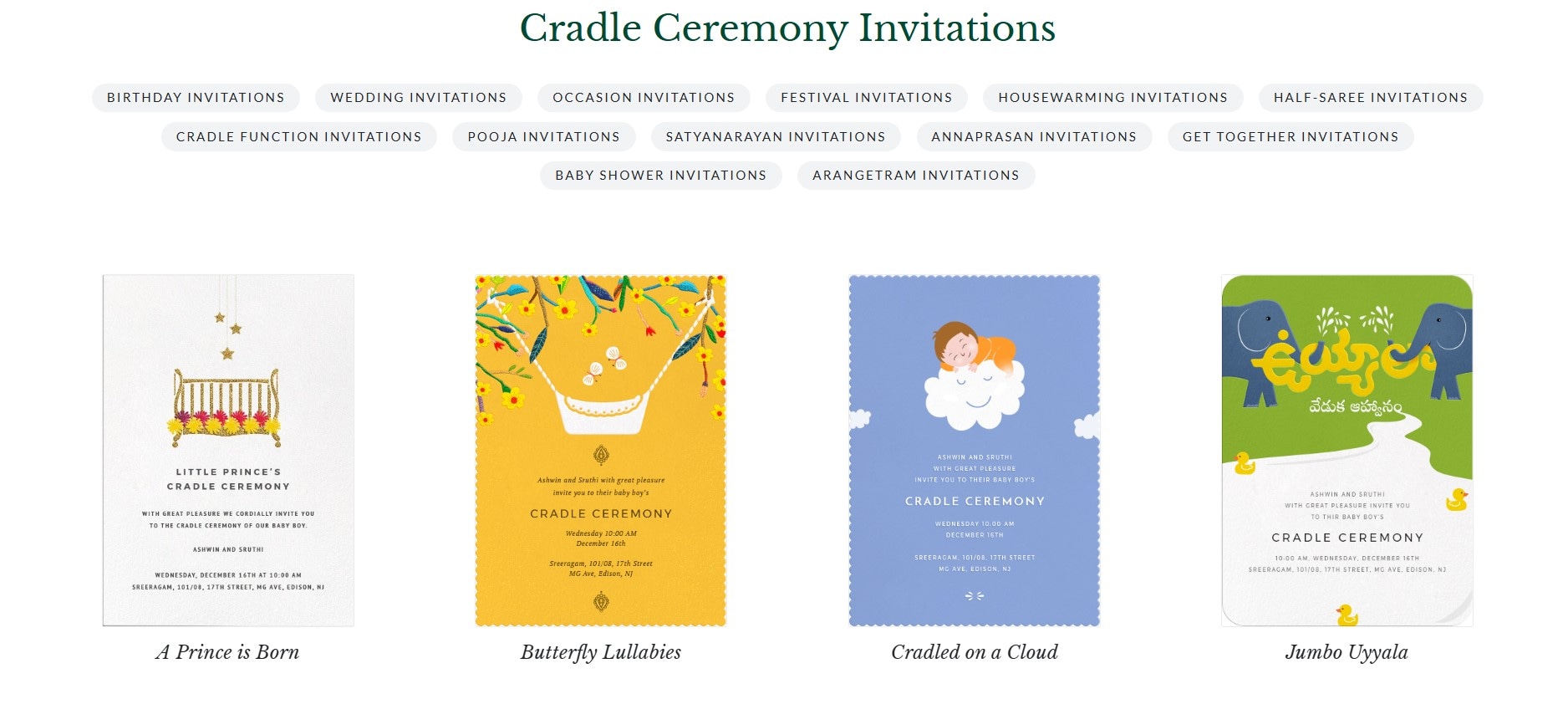 inytes cradle ceremony invitations
