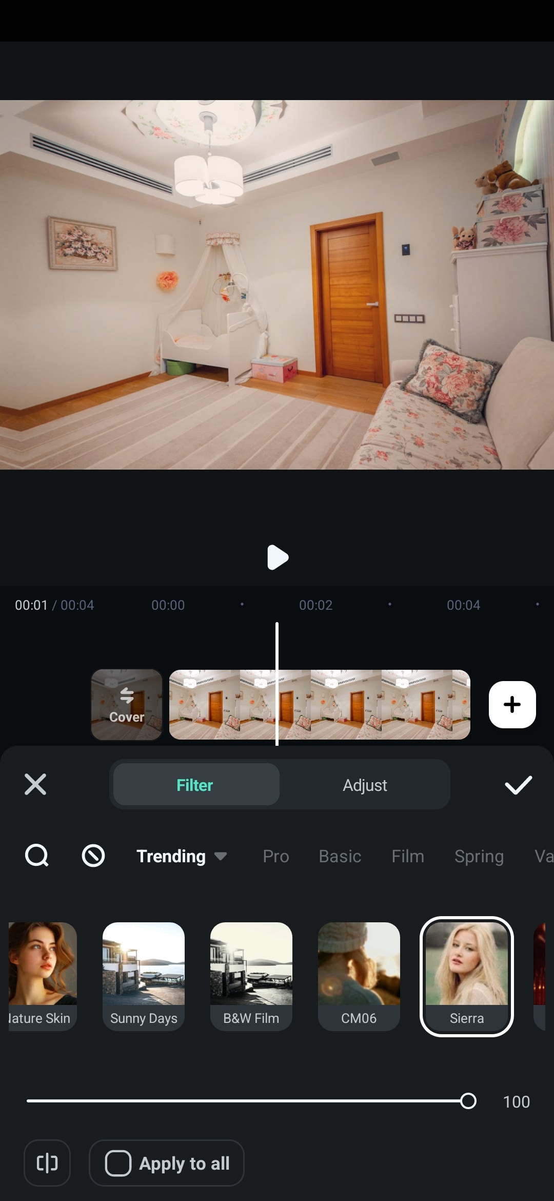 filmora mobile filter menu