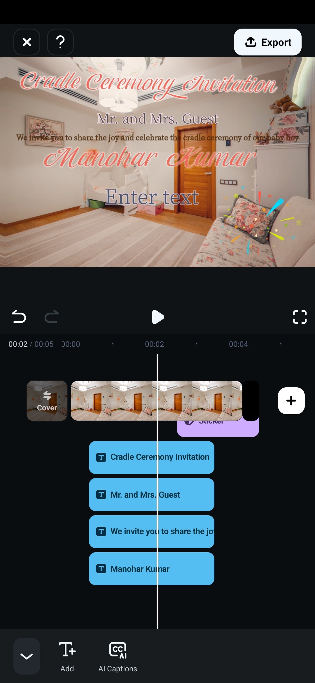 filmora mobile titles and stickers