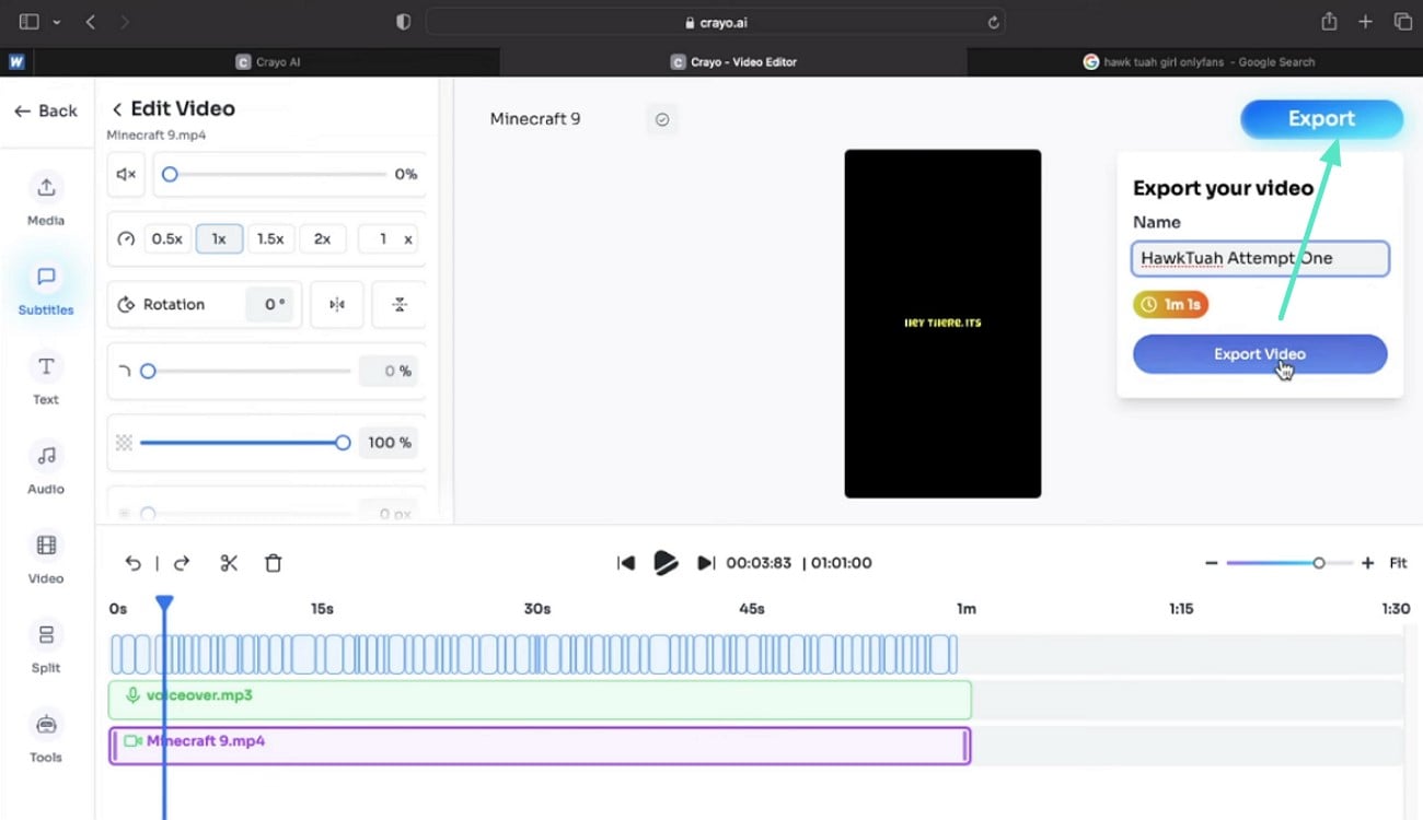 edit video and export