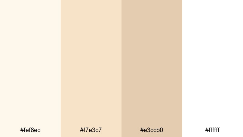cream and cotton haze white color palette with hex codes