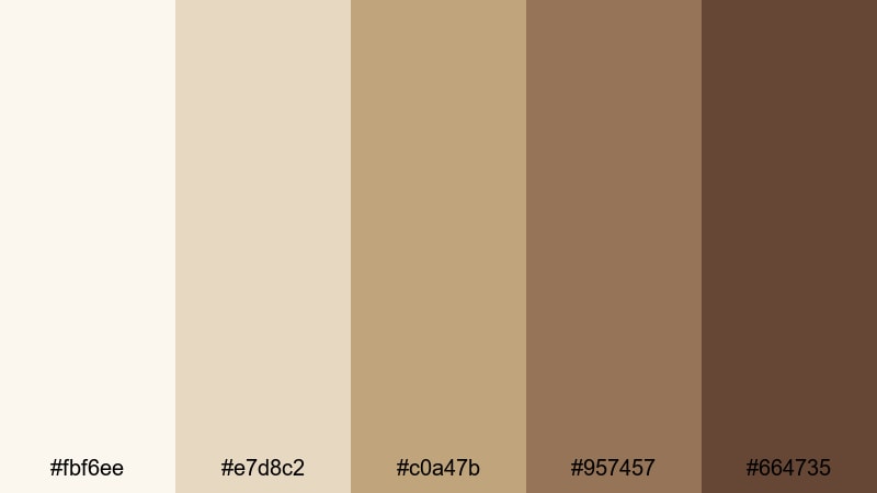 cream desk workspace beige tan color palette with hex codes