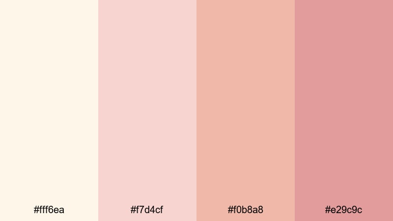 creamy rose letter almond color palette with hex codes