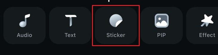 tap stickers menu from toolbar