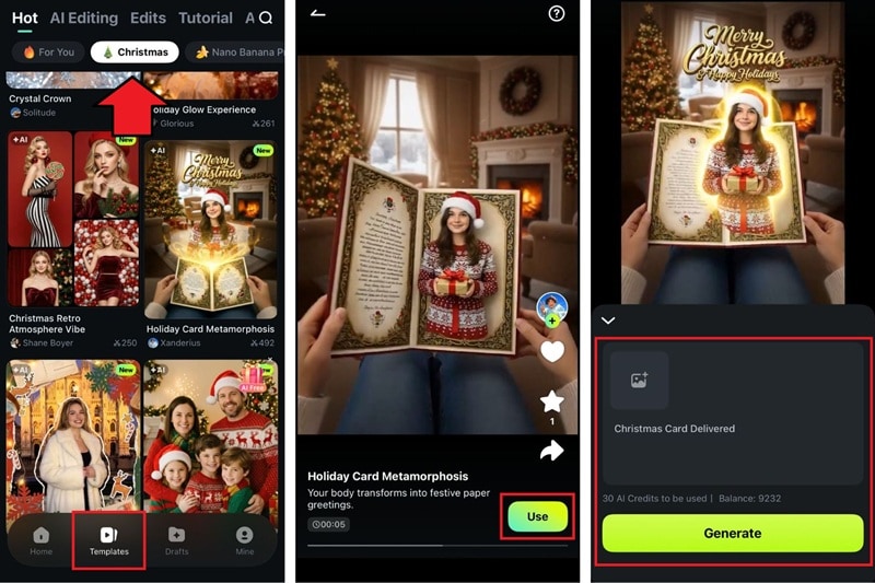 select christmas card video ai template