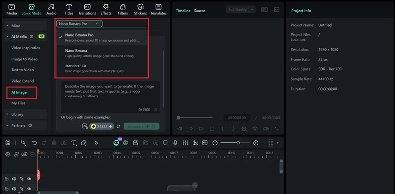 access ai image nano banana pro filmora