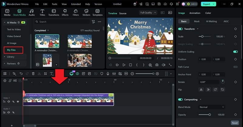 edit ai christmas card in timeline