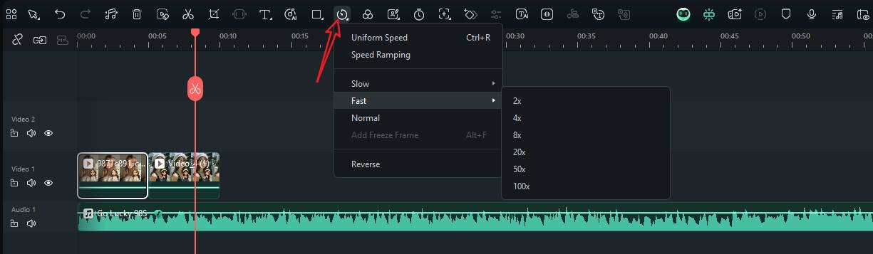 adjust the video speed in filmora