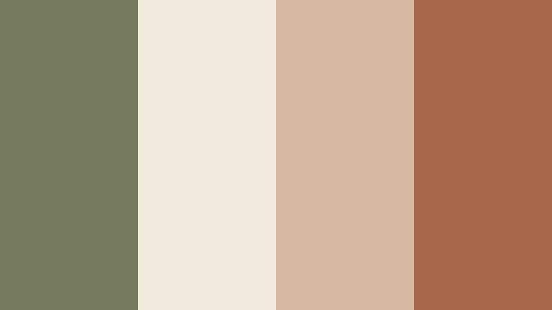 creative studio table dusty olive color palette with hex codes