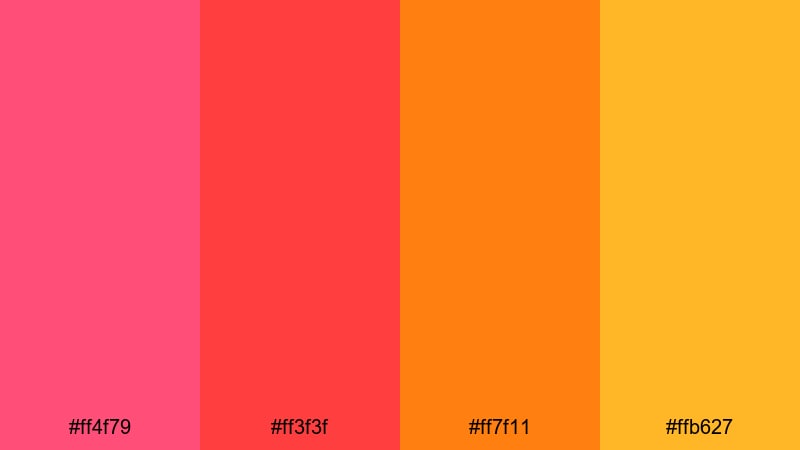 creator studio pop pink red orange color palette with hex codes