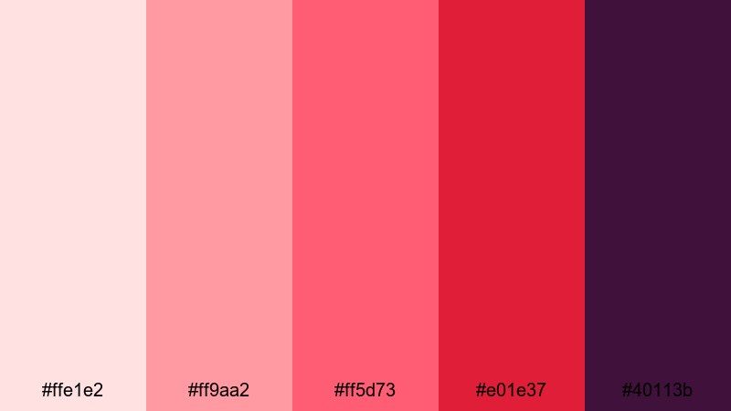 crimson break of day sunrise color palette with hex codes