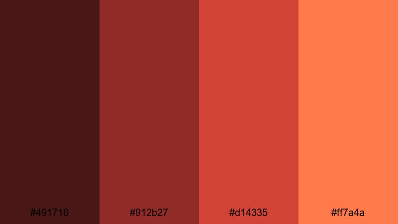 crimson coffee rush brown red color palette with hex codes