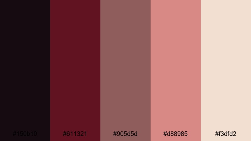 crimson drama fade rose taupe color palette with hex codes