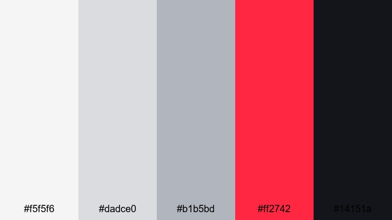 crimson echo on gray light gray color palette with hex codes