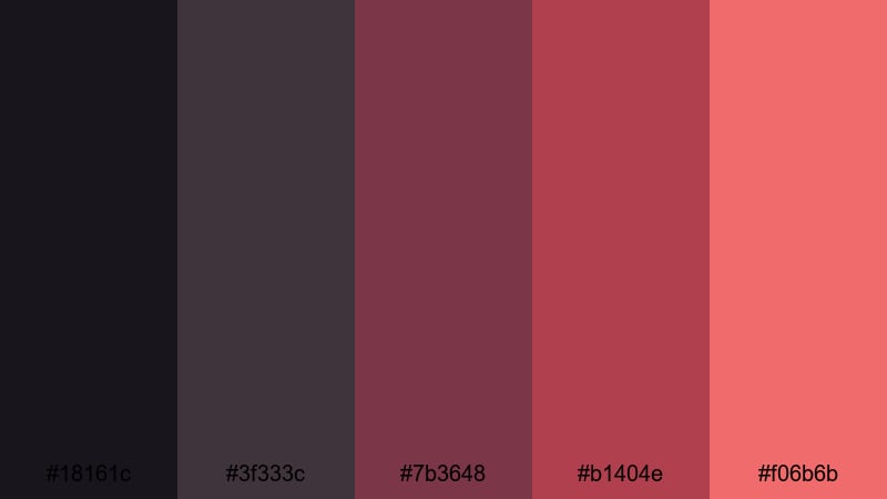 crimson graphite pulse gray maroon color palette with hex codes