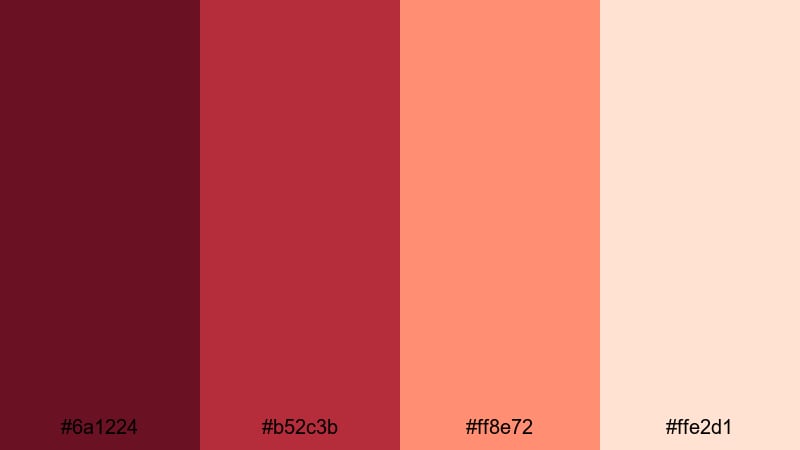 crimson love story maroon color palette with hex codes