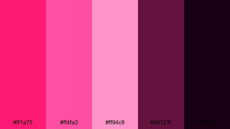 crimson magenta spotlight red magenta color palette with hex codes