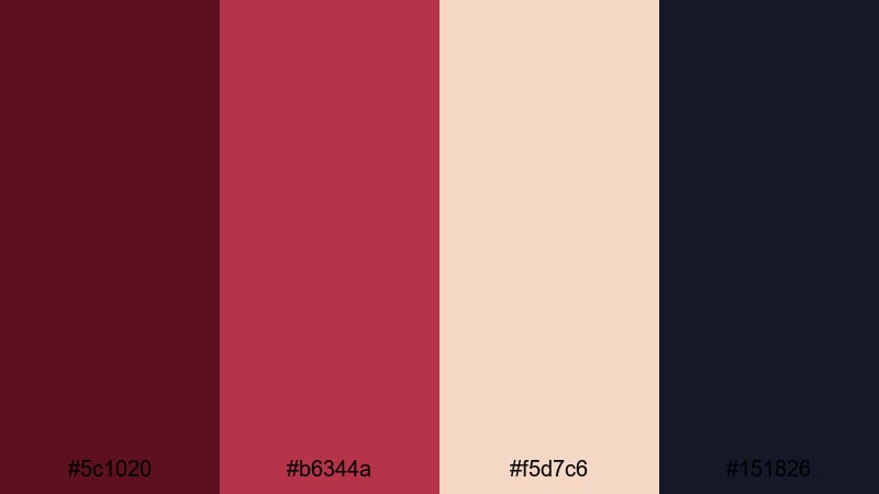 crimson night overture dark red wine color palette with hex codes