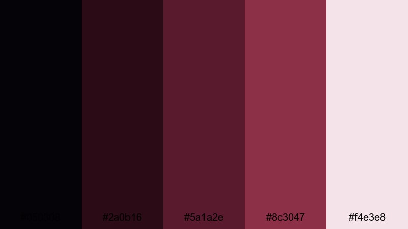 crimson nightfall scene black rose color palette with hex codes