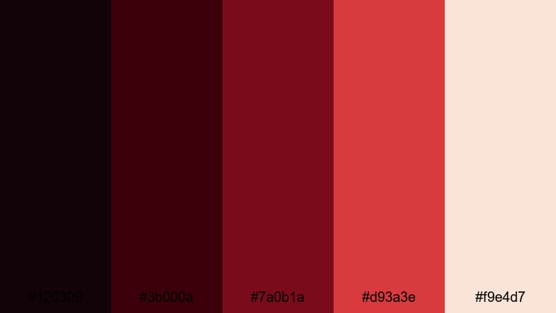 crimson noir frames dark red color palette with hex codes