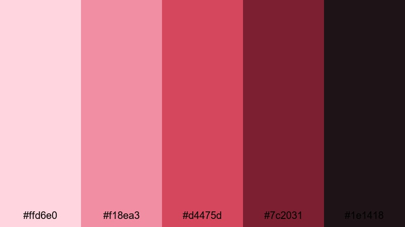 crimson rose studio blush pink color palette with hex codes