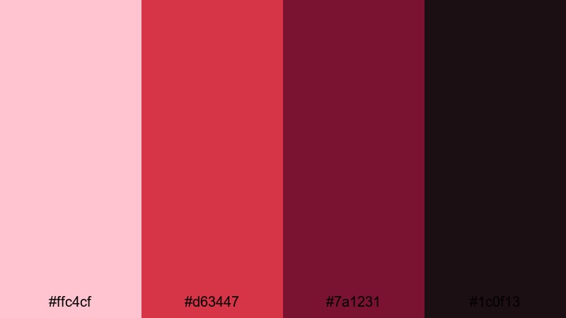 crimson spotlight flair pink maroon color palette with hex codes