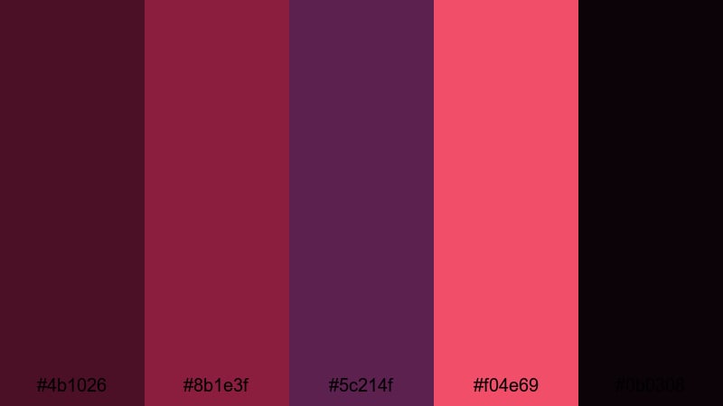 crimson velvet noir plum color palette with hex codes