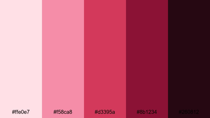 crimson velvet statement feminine color palette with hex codes