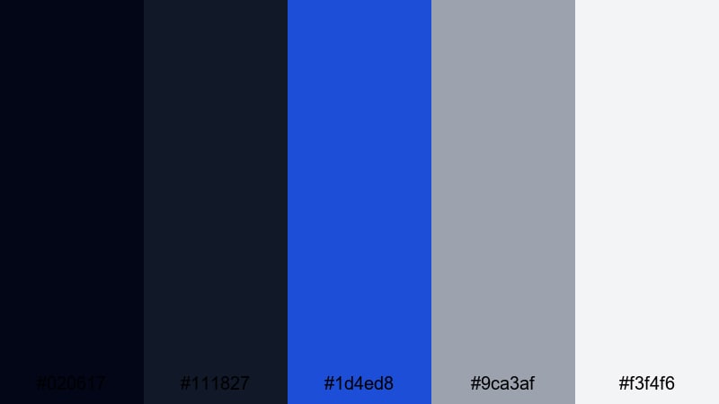 crisp tech review black blue gray color palette with hex codes