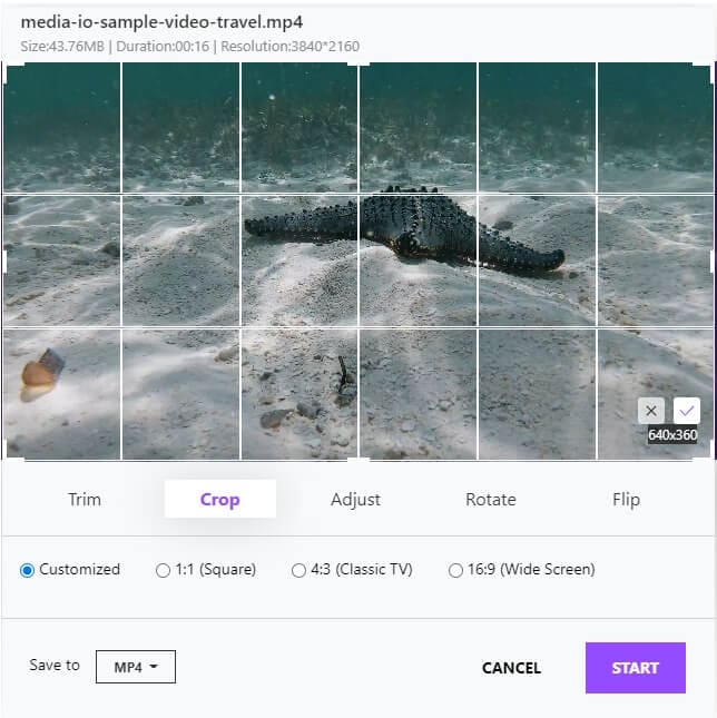 Media.io crop video for free