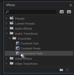 Efeitos de crossfade no Adobe Premiere Pro