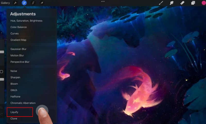 procreate liquify tool
