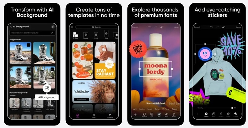 picsart curved text generator app