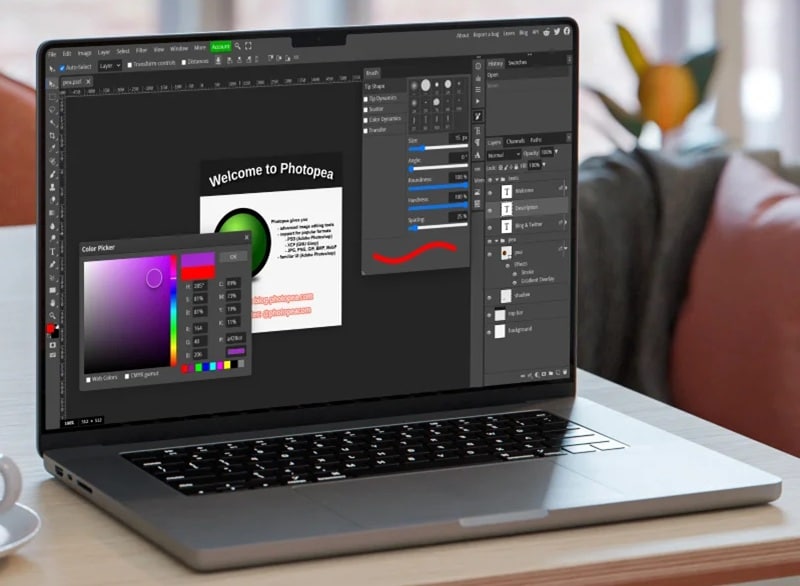 photopea curved text generator online