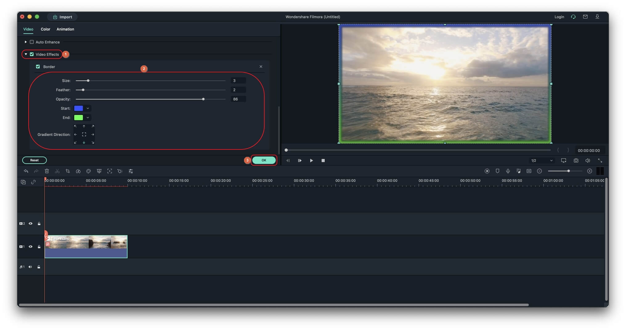 personnaliser les effets de bordure vidéo filmora