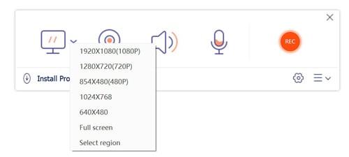 personalizar el área de grabación