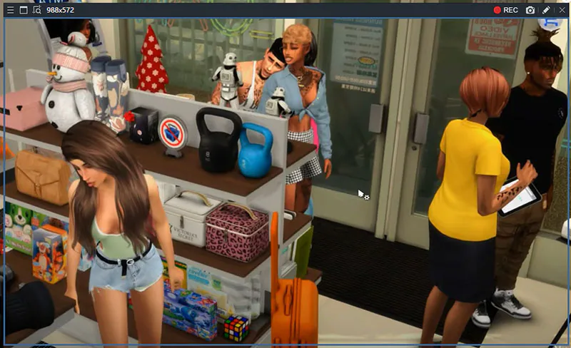 personalizzare l'area di registrazione di sims4 bandicam