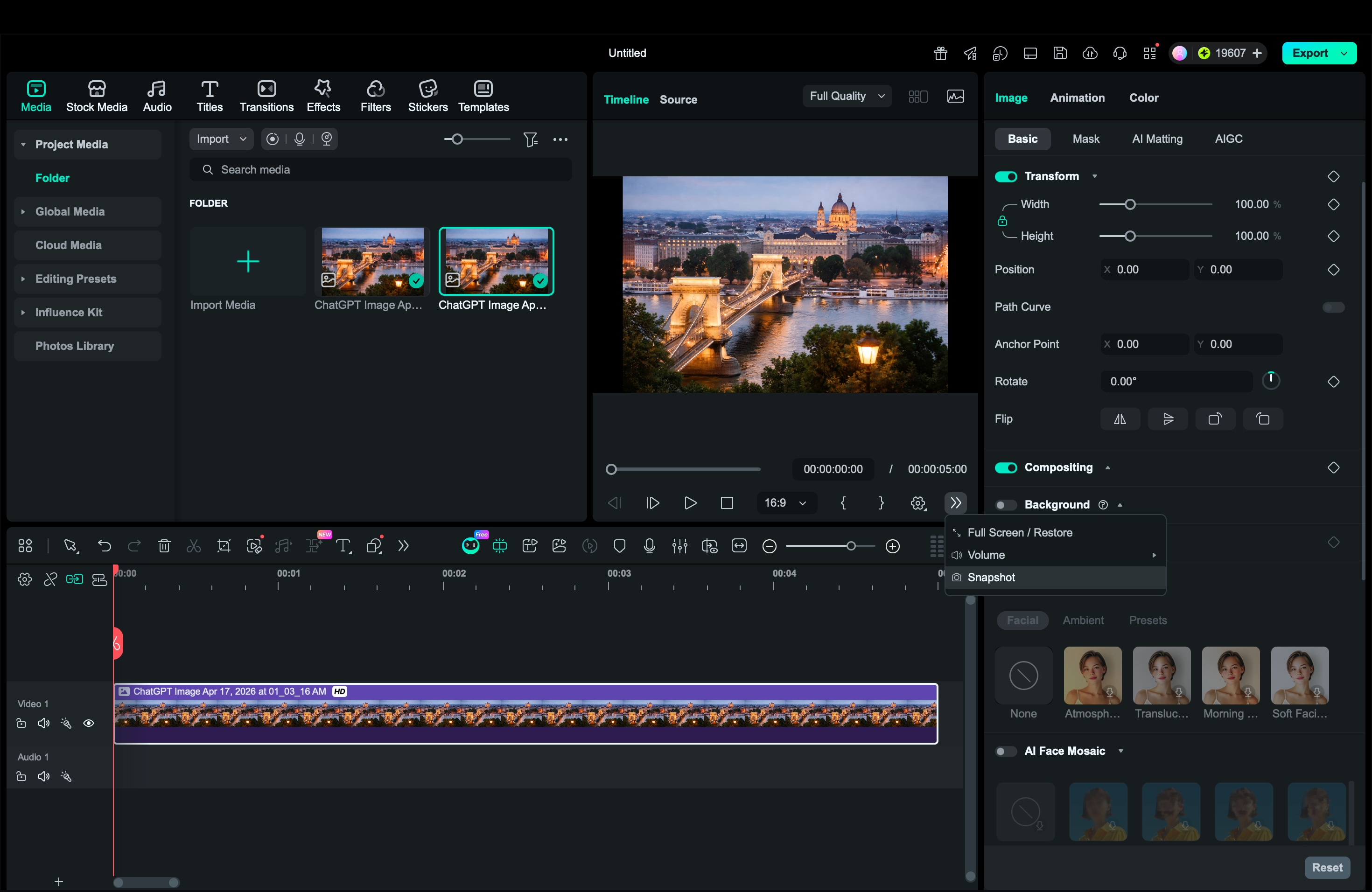 Filmoraで補正画像を保存する