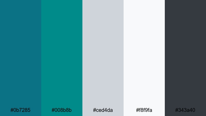 cyan grid interface dark cyan color palette with hex codes