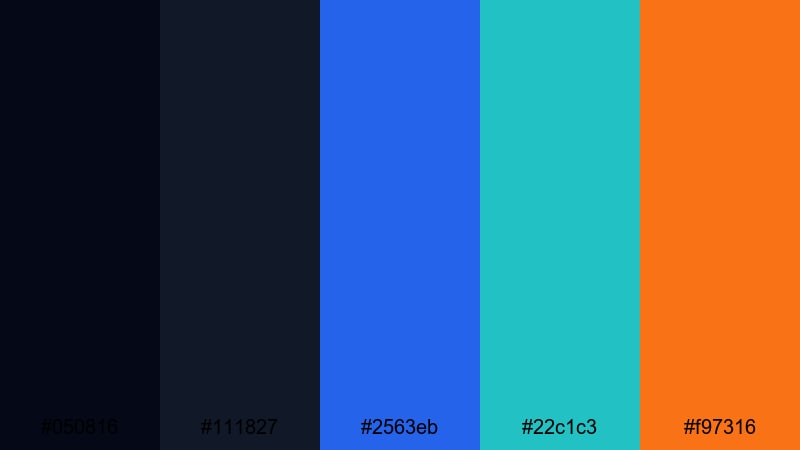 cyber aqua blast azure color palette with hex codes