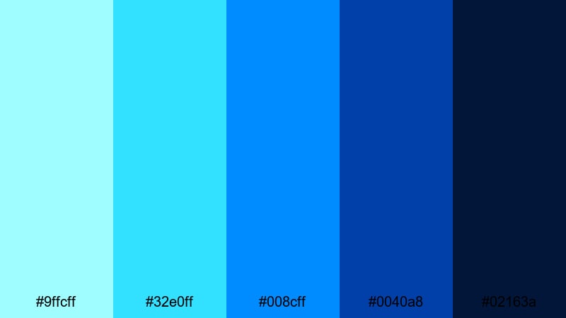 cyber aqua pulse blue color palette with hex codes