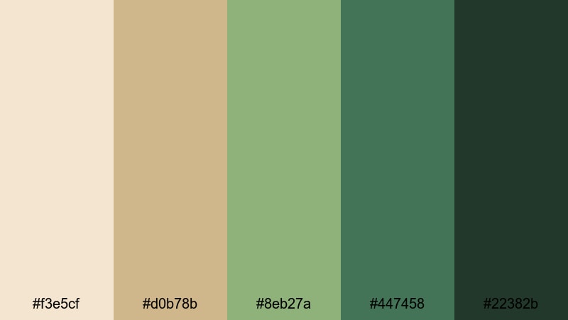 cyber cafe contrast beige green color palette with hex codes