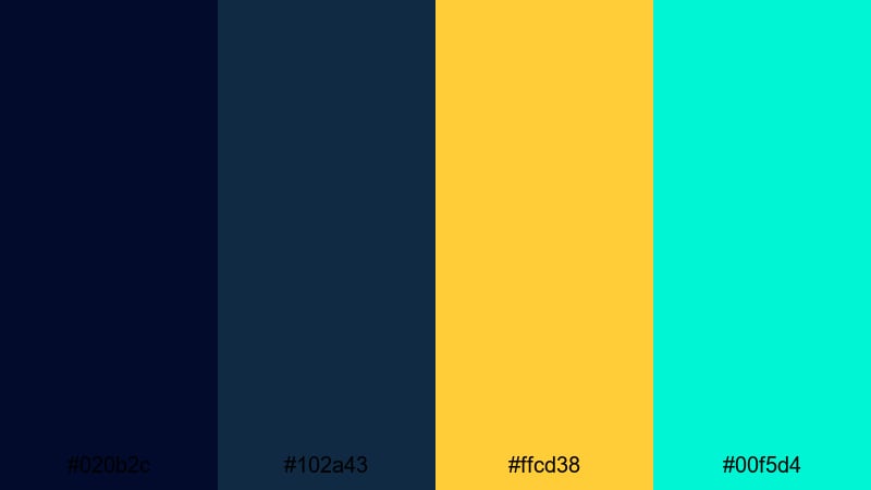 cyber city countdown yellow dark blue color palette with hex codes