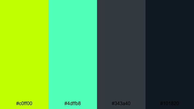 cyber lime interface chartreuse color palette with hex codes