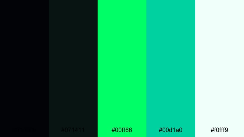 cyber matrix glow black green color palette with hex codes