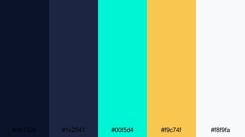 cyber neon horizon green blue yellow color palette with hex codes