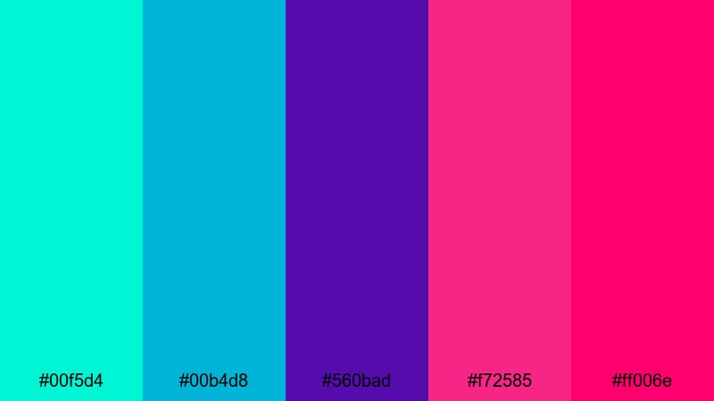 cyber reef pulse teal magenta color palette with hex codes